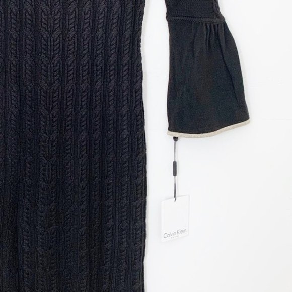 Calvin Klein Cable Knit Bell Sleeve Sweater Dress - Picture 6 of 7